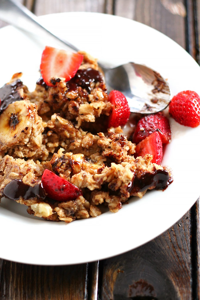 Healthy Chocolate Peanut Butter Banana Baked Oatmeal Emilie Eats