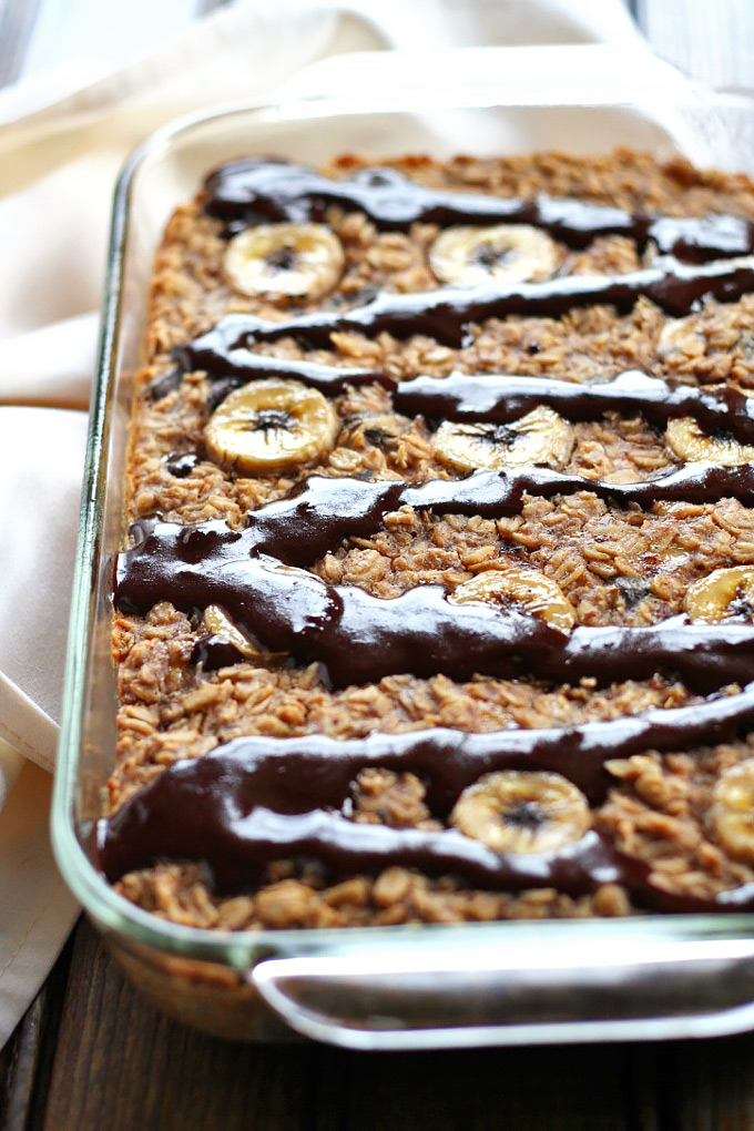 Healthy Chocolate Peanut Butter Banana Baked Oatmeal Emilie Eats