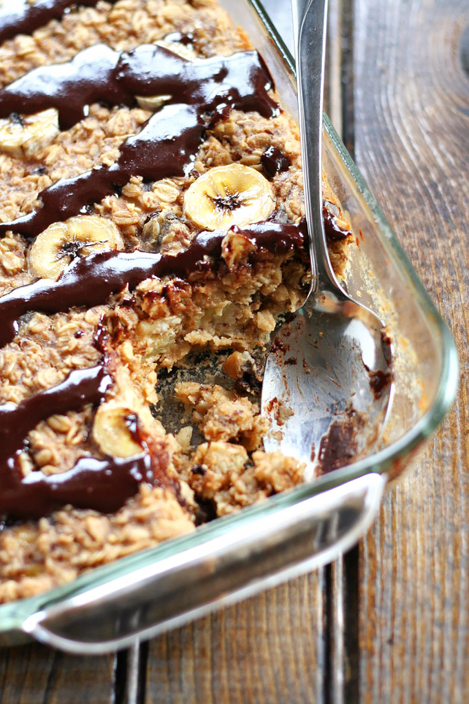 Healthy Chocolate Peanut Butter Banana Baked Oatmeal Emilie Eats