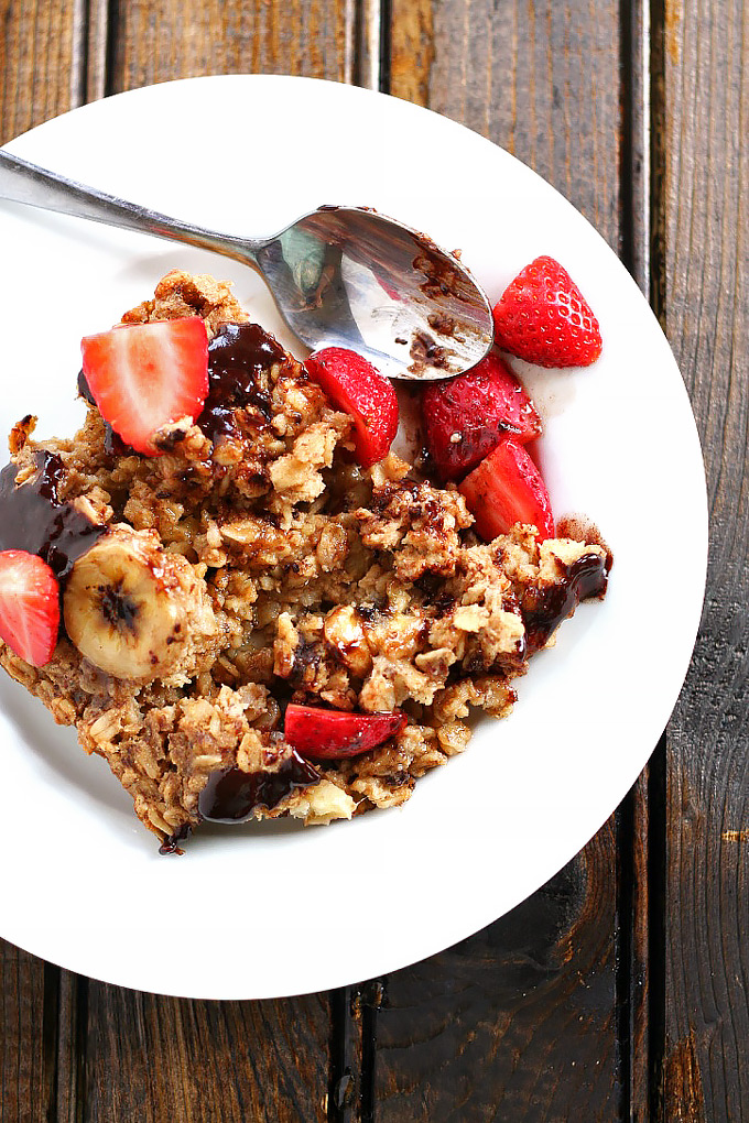 Healthy Chocolate Peanut Butter Banana Baked Oatmeal Emilie Eats