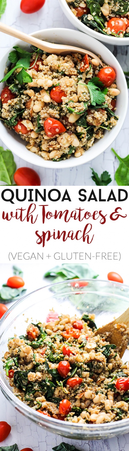 Easy Quinoa Salad with Tomatoes & Spinach – Emilie Eats