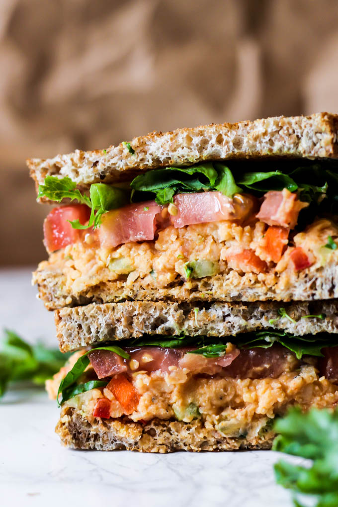 Vegan Buffalo Chickpea Salad Sandwich – Emilie Eats