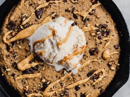 Peanut Butter Skillet Cookie {Flourless + Dairy Free} 